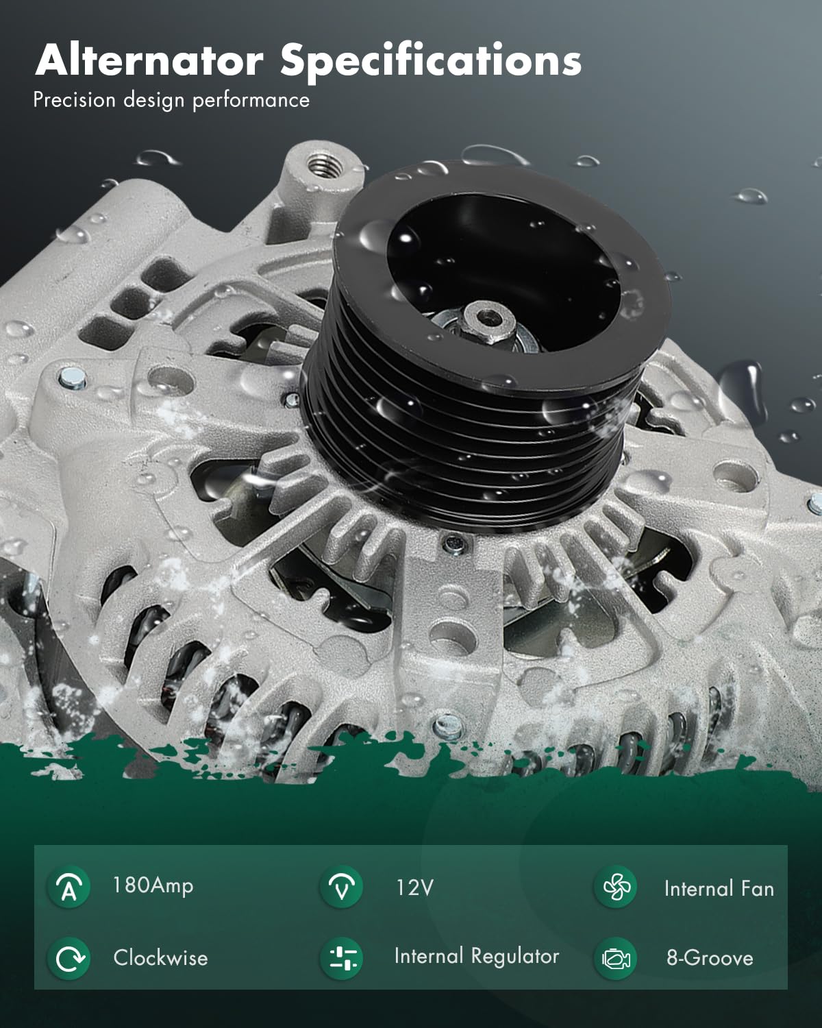SCITOO alternator for Sequoia 5.7L, side view emphasizing robust construction.