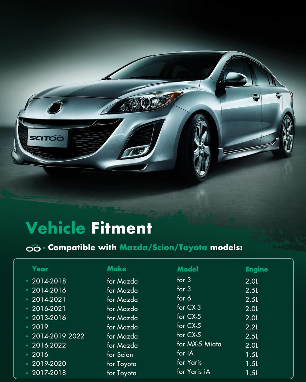 SCITOO Yaris iA front view shows efficient replacement part.