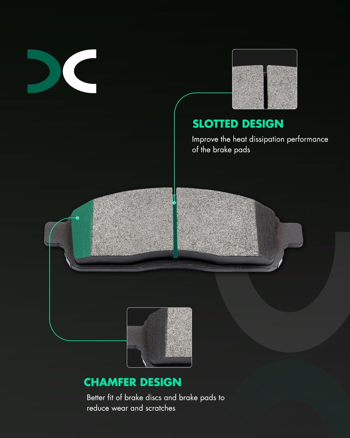 SCITOO rear ceramic brake pads for Lincoln Mark LT, long-lasting quiet braking.