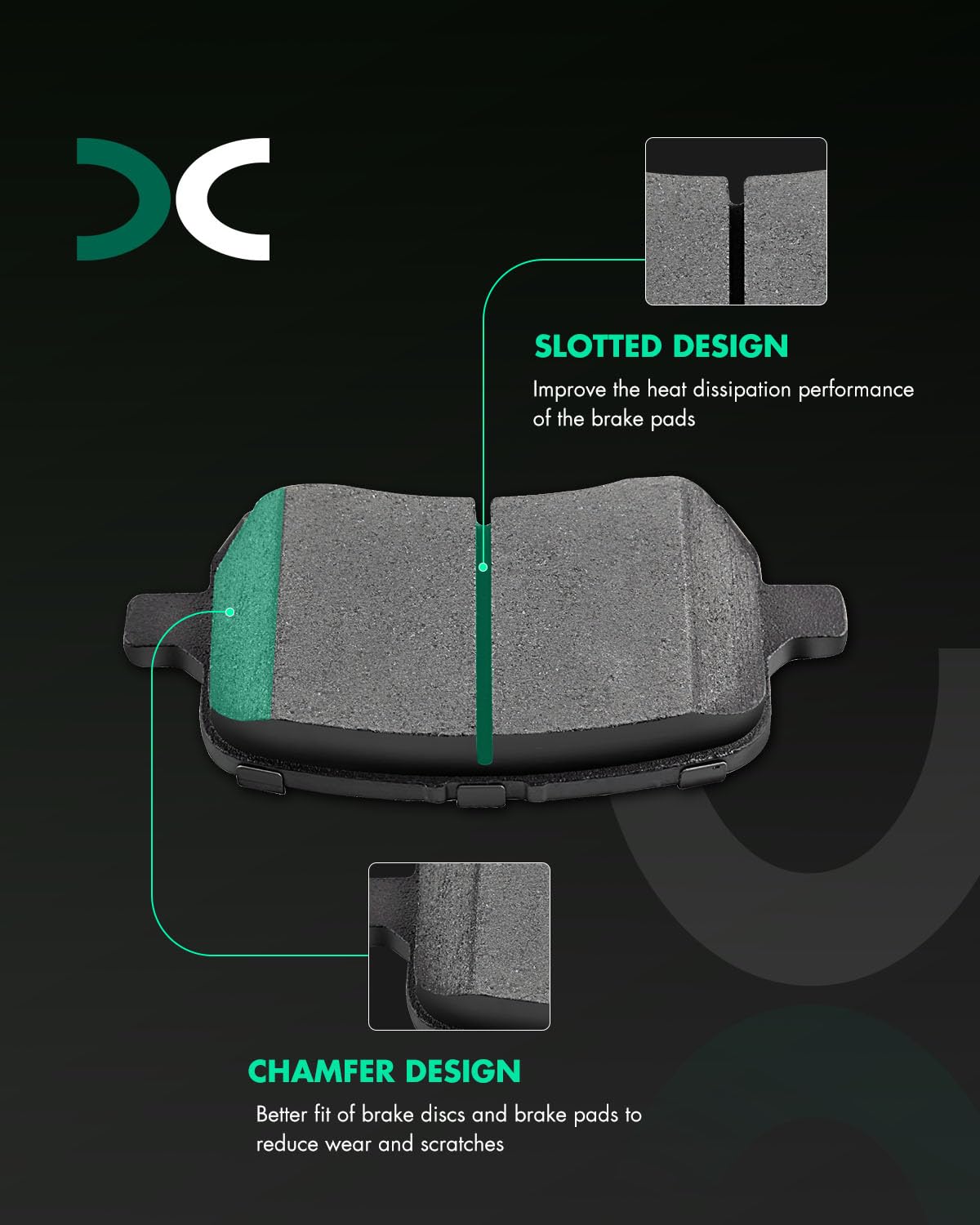 SCITOO ceramic front brake pads kit for Chevy HHR quiet operation