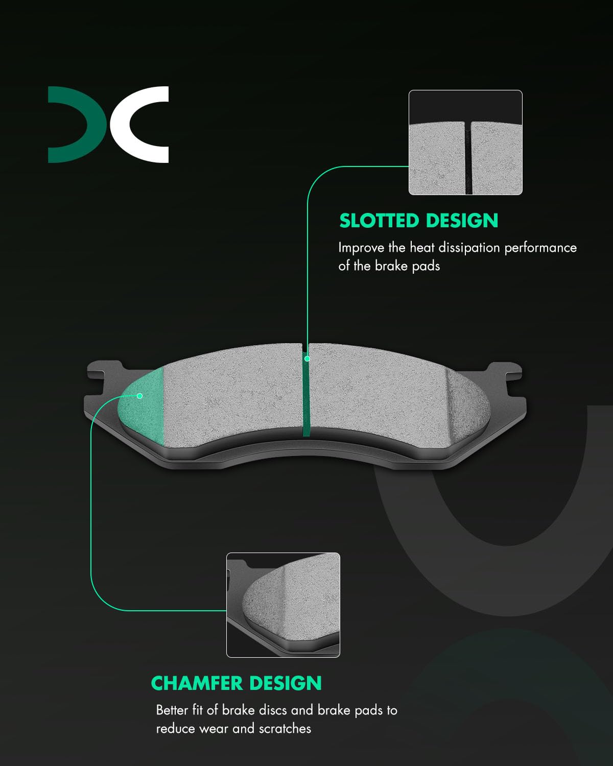 SCITOO ceramic front brake pads for Ram 1500 2002-2005 support steady braking.