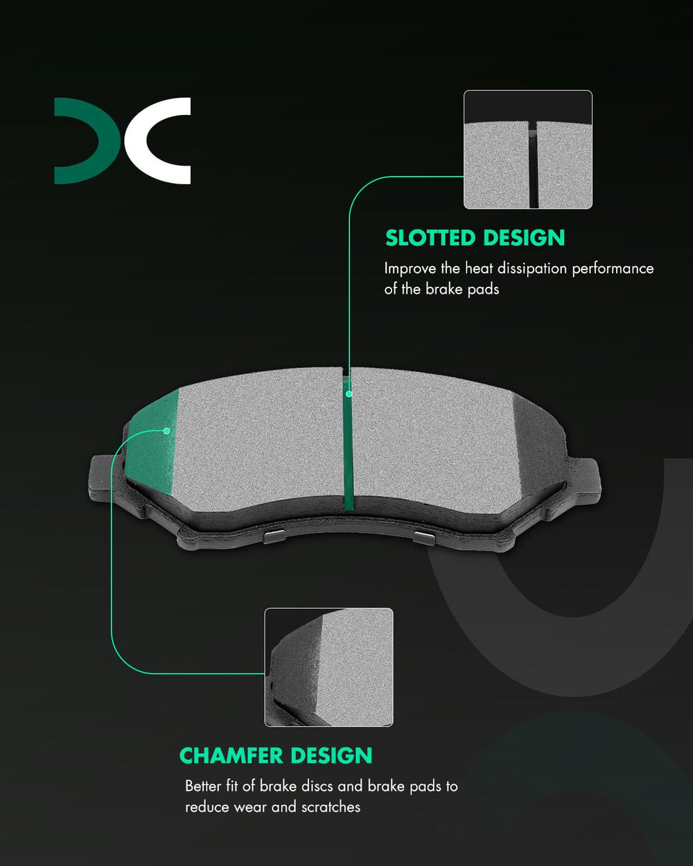 SCITOO ceramic brake pads kit for Jeep Liberty offers smooth, quiet braking.