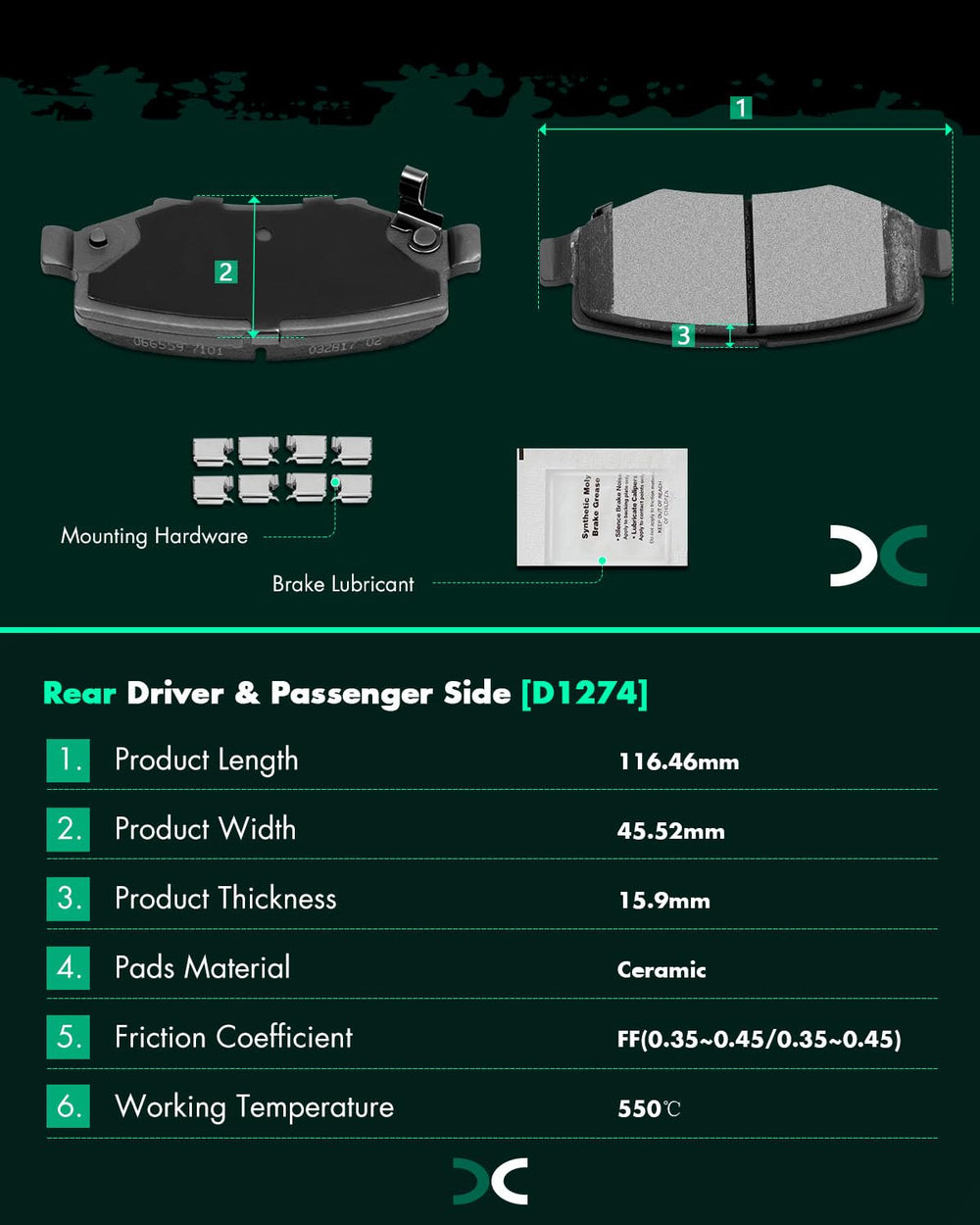 SCITOO ceramic pads kit on Wrangler JK rotor-friendly design reduces noise.