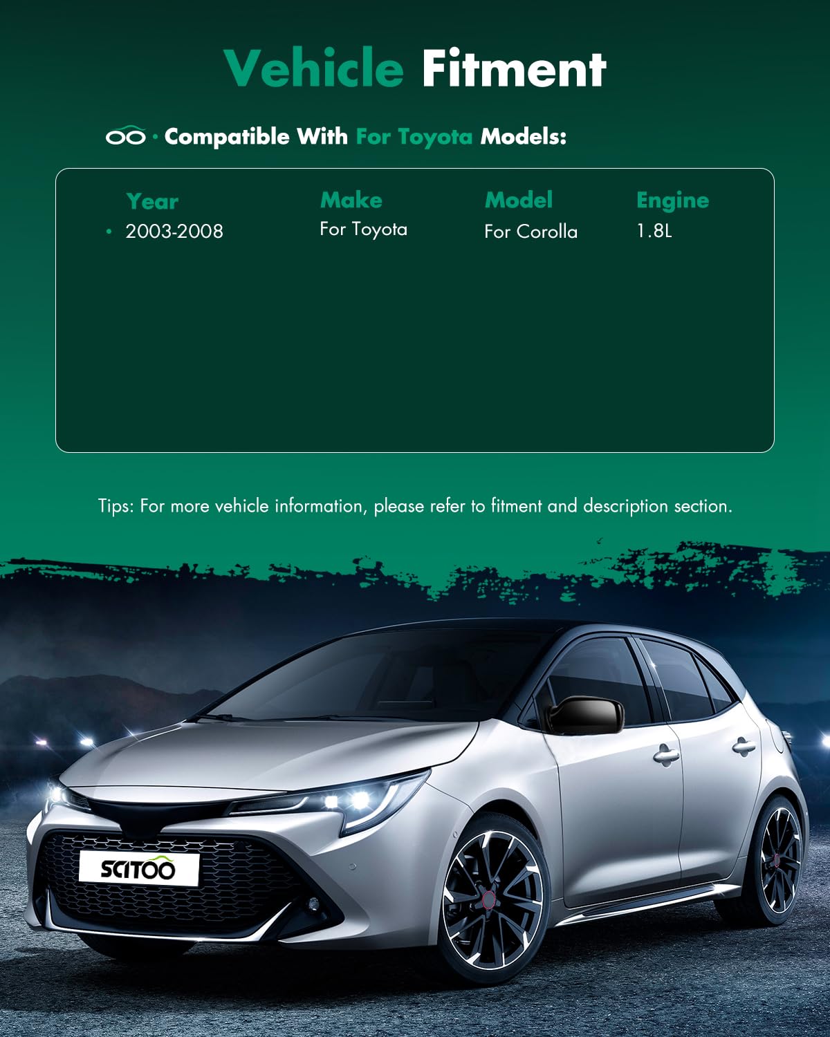 SCITOO Corolla exterior mirror housing with durable build for daily use.