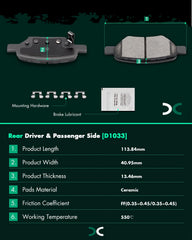 SCITOO D1033 rear ceramic brake pads set for Chevrolet HHR for reliable braking