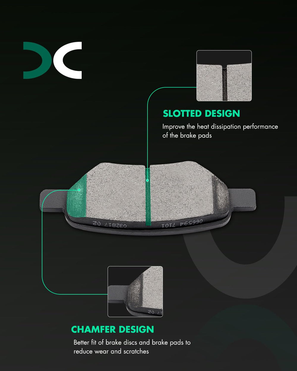 SCITOO D1033 rear ceramic brake pads set for Chevrolet Malibu with smooth stops
