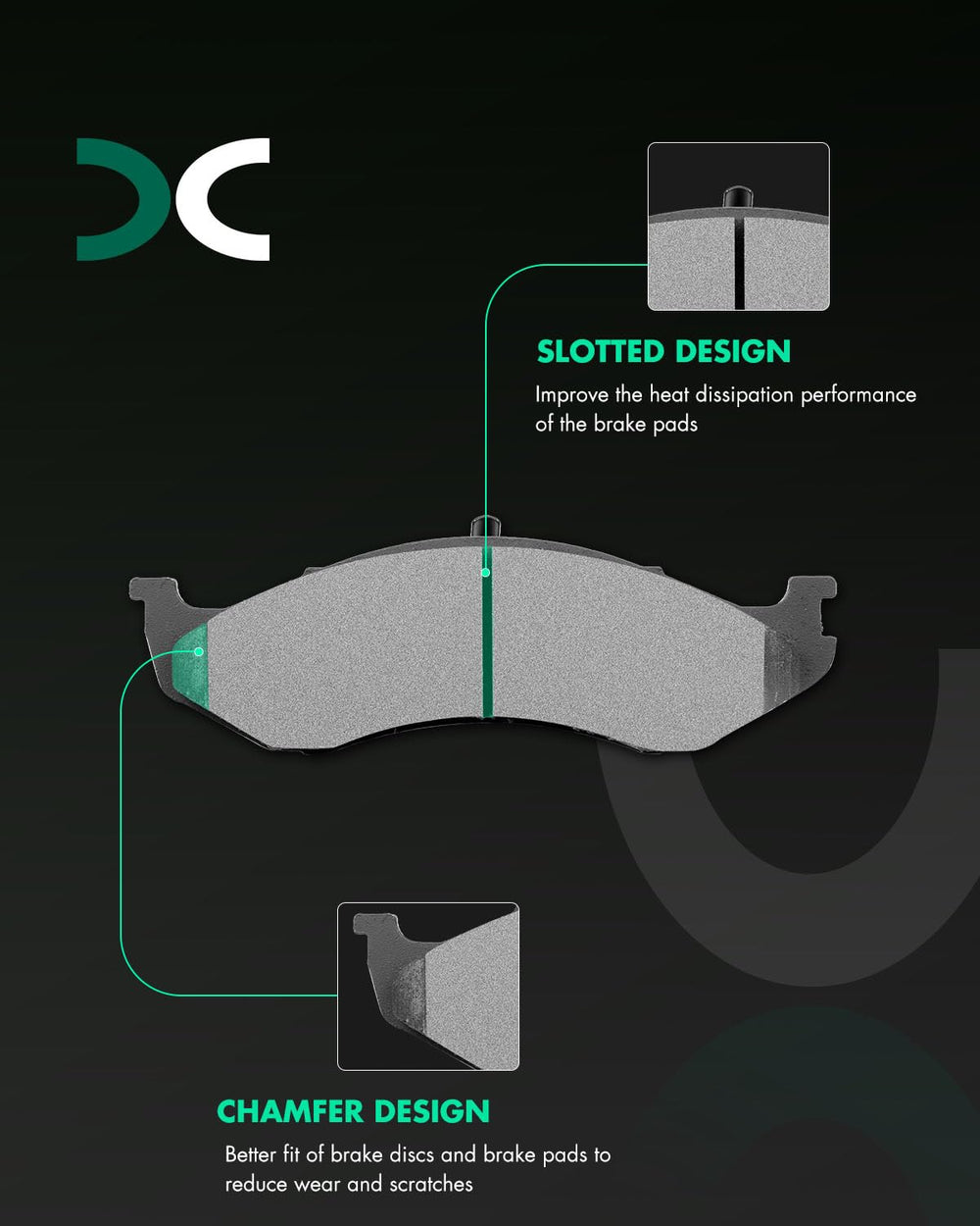 SCITOO D477 front ceramic brake pads for Jeep Comanche 4.0L, reliable performance