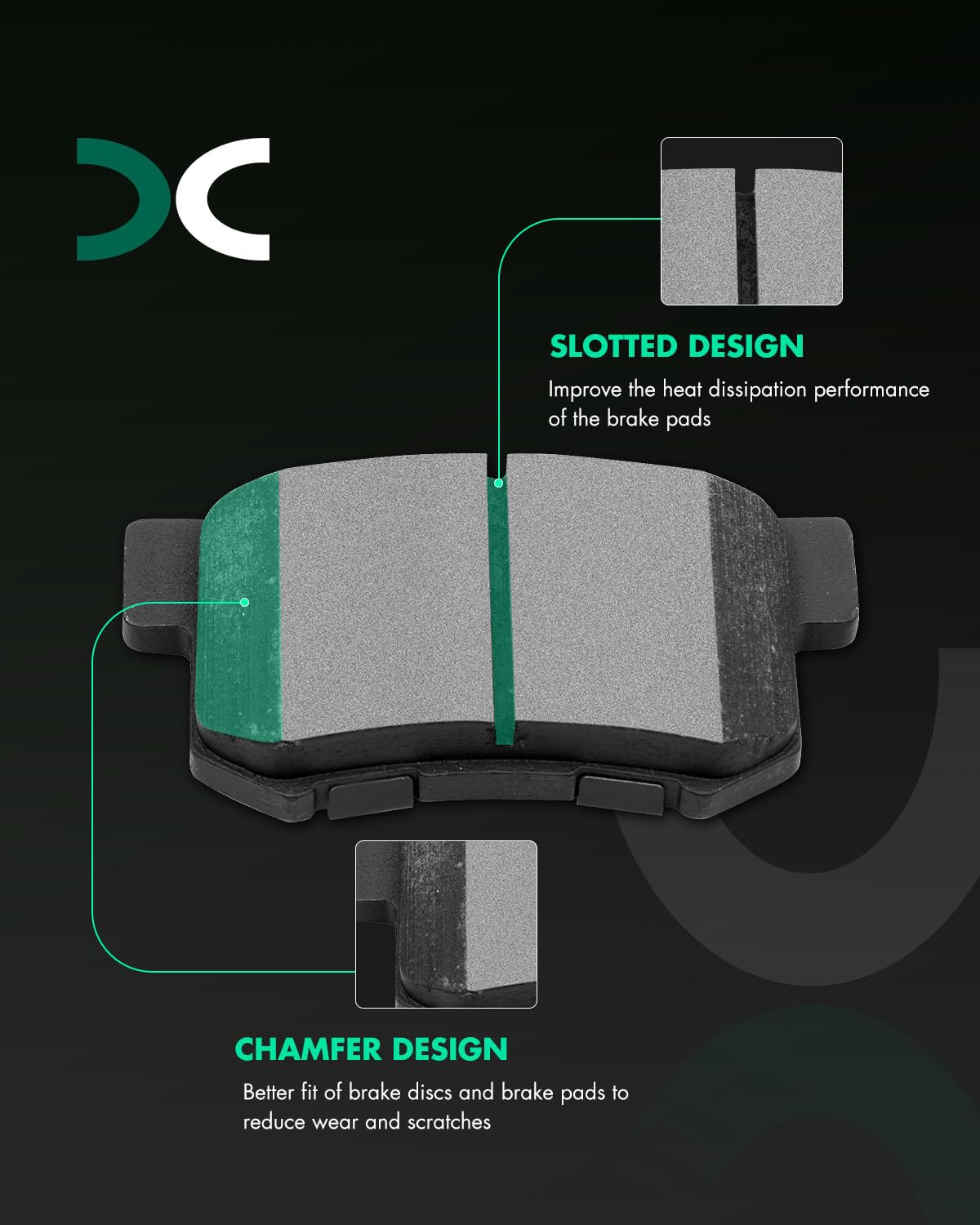SCITOO D536 brake pads slotting design enables balanced friction and cooling.