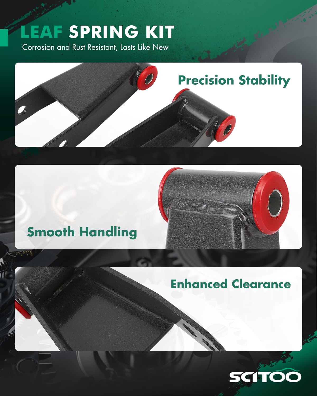 SCITOO drop-lowering shackles coated finish highlights durability.