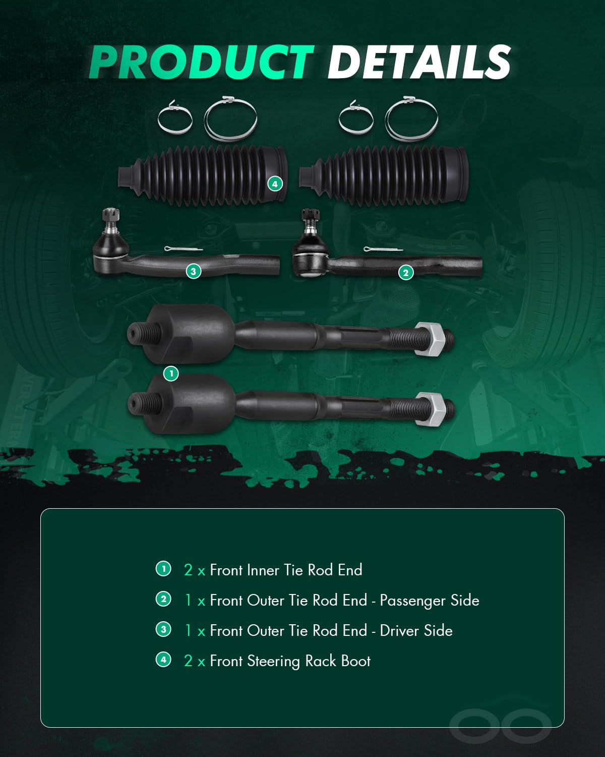 SCITOO ES80603 front outer tie rod end on the driver side enhances handling.