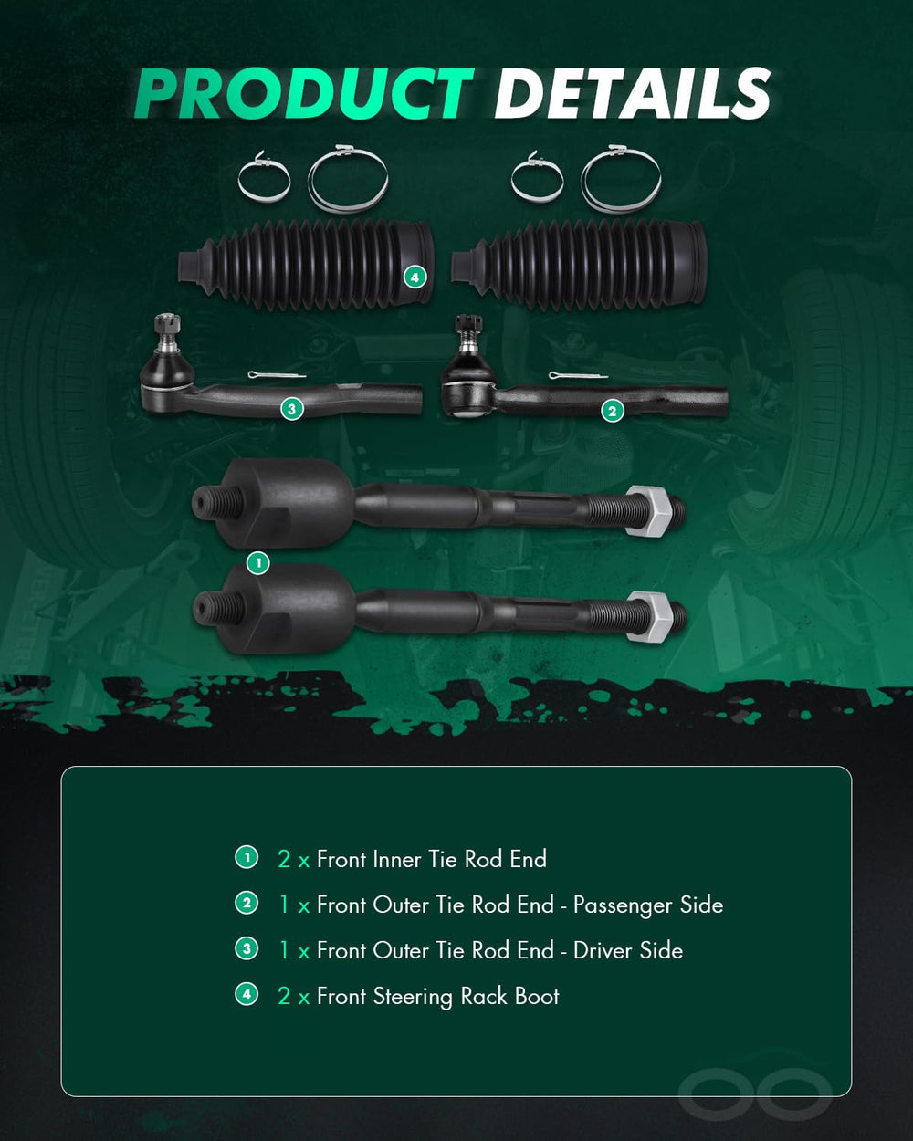 SCITOO ES80603 front outer tie rod end on the driver side enhances handling.
