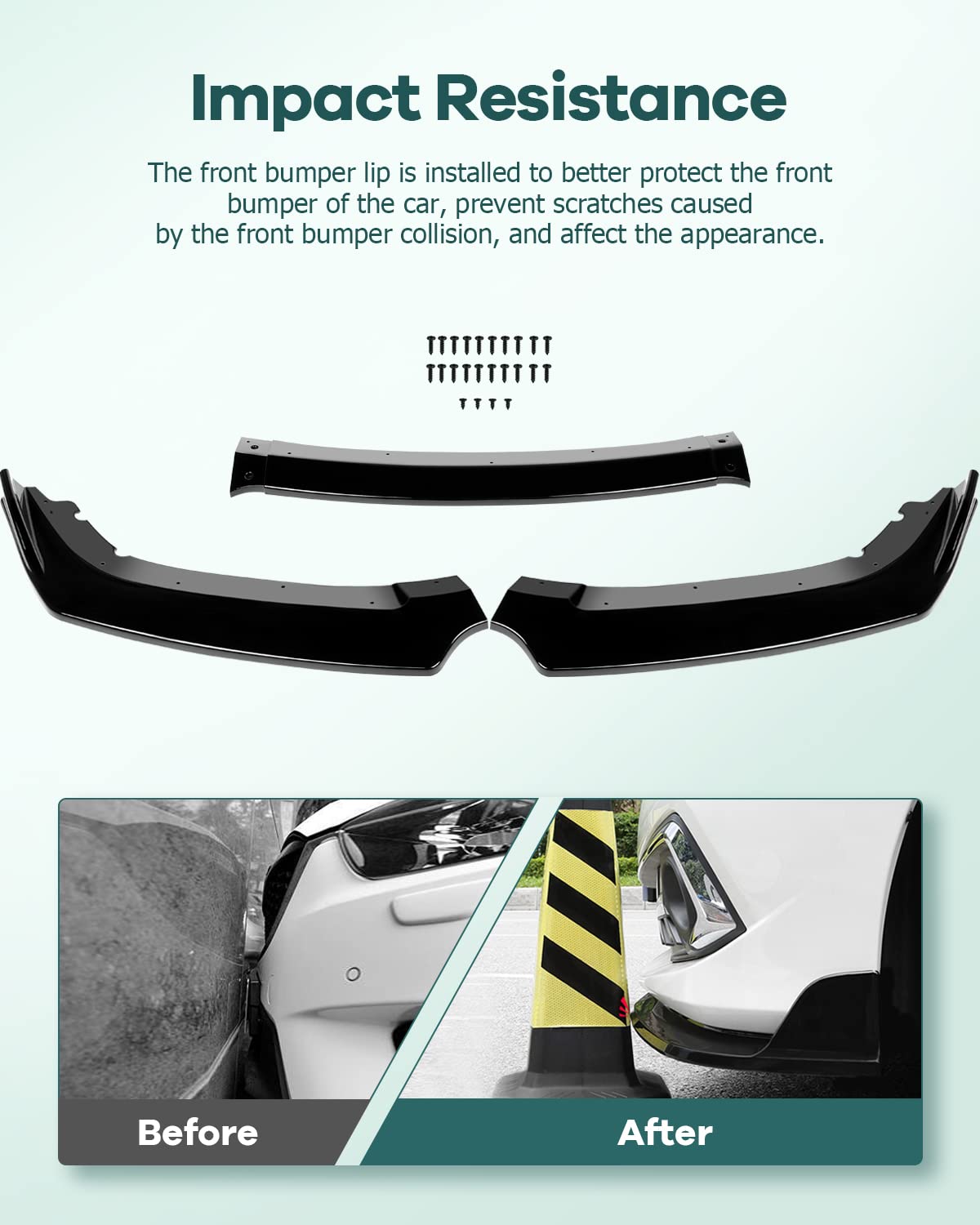 SCITOO front bumper lip center section completes the aggressive spoiler profile.