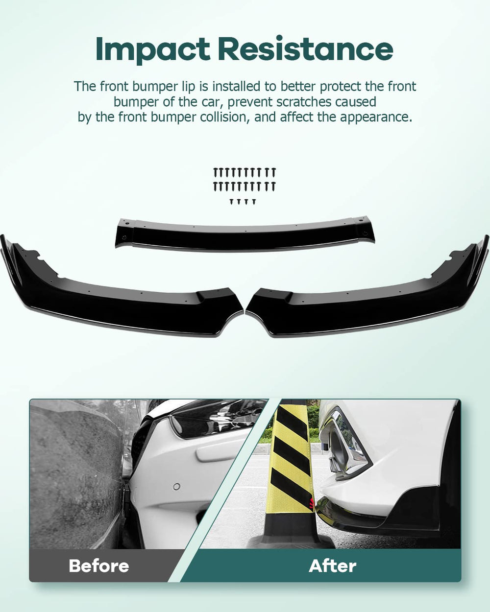 SCITOO front bumper lip center section completes the aggressive spoiler profile.