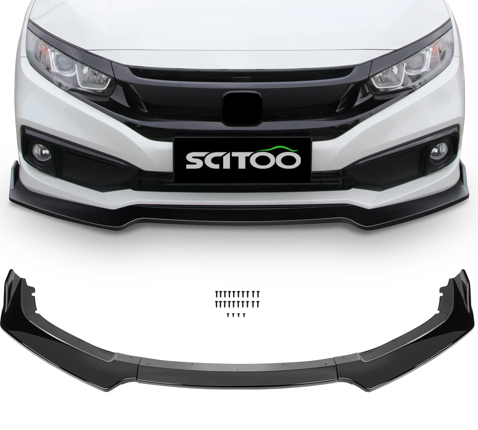 SCITOO front bumper lip left panel enhances a sportier look for Honda Civic.