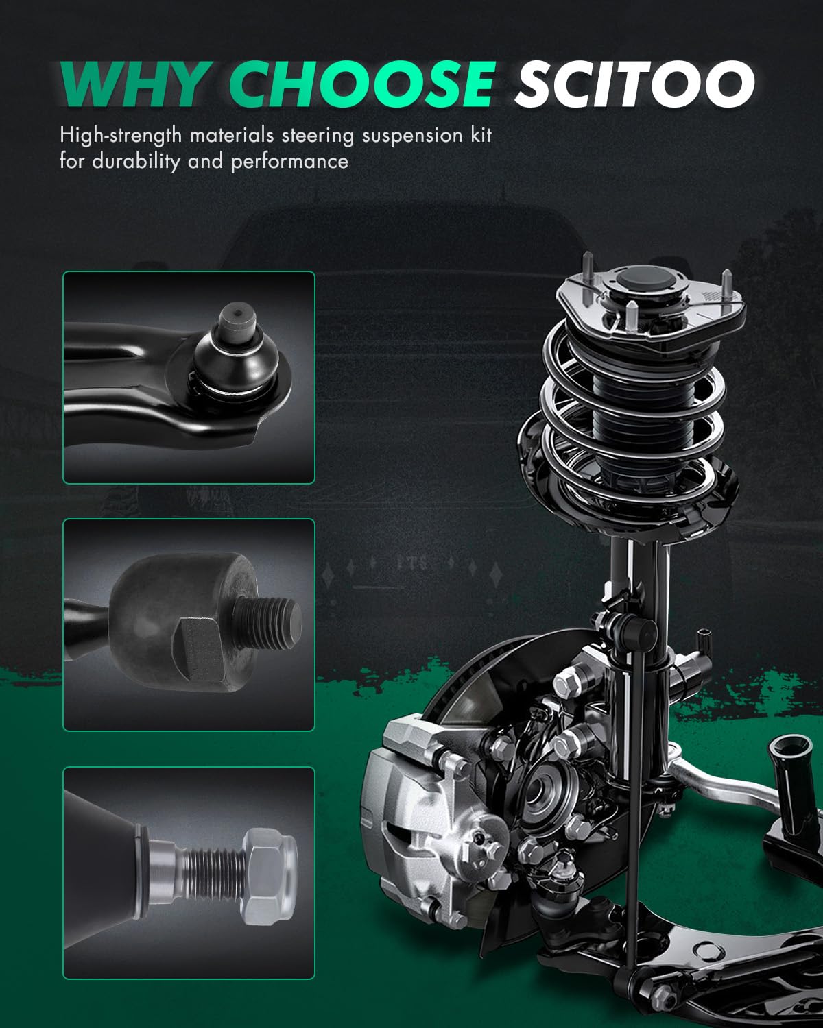 SCITOO front outer tie rod end improves steering precision during turns