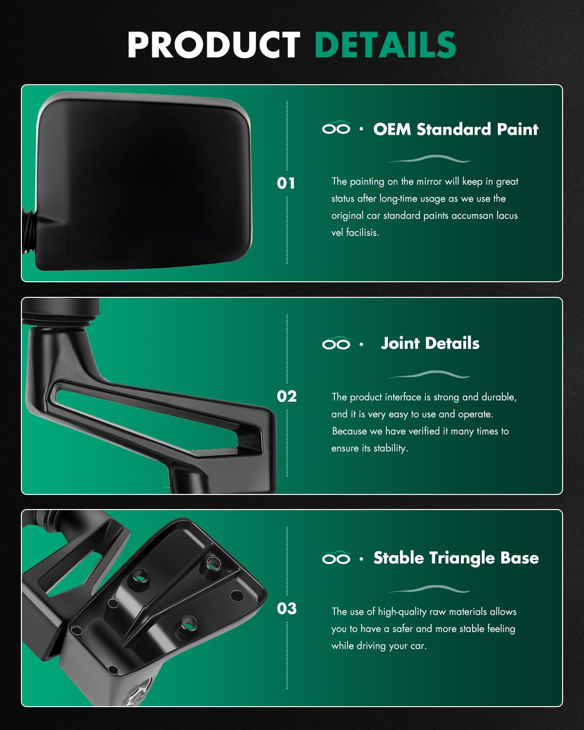 SCITOO durable mirror for Wrangler engineered for rugged use.