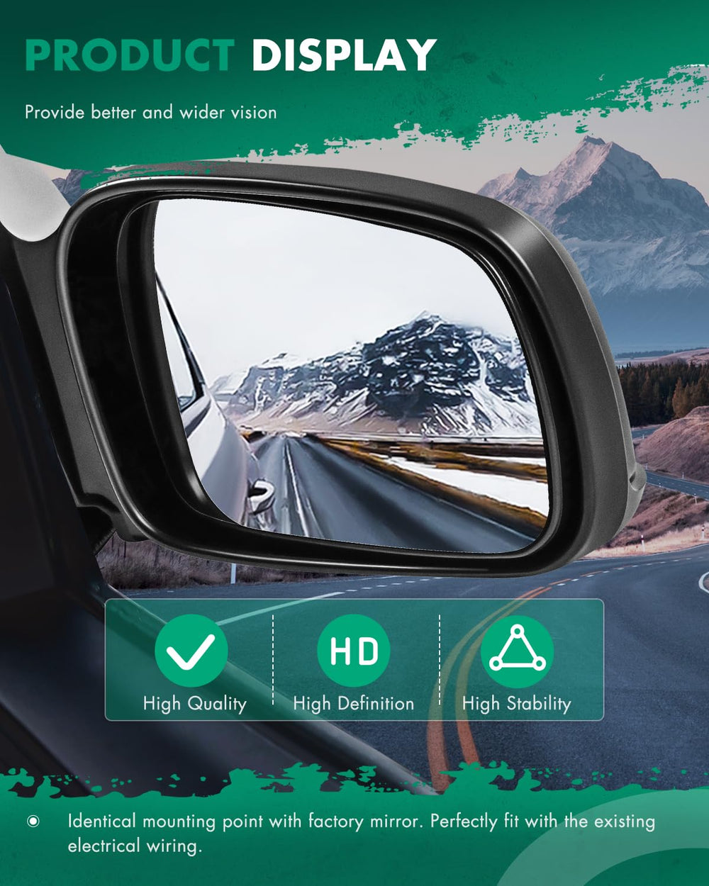 SCITOO mirror glass clarity improves rear view for safer driving.