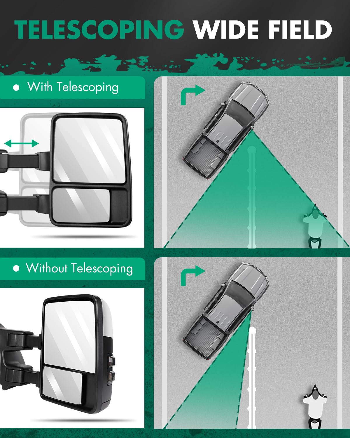 SCITOO heated rear view mirrors providing quick defogging