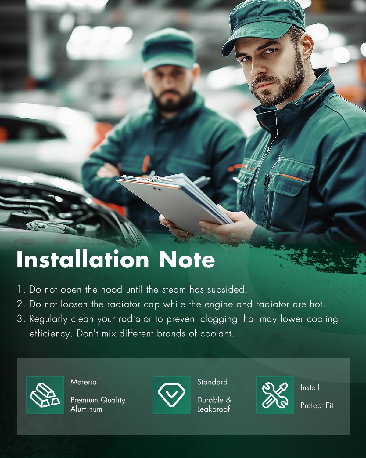 SCITOO radiator installation close-up highlighting easy-fit features