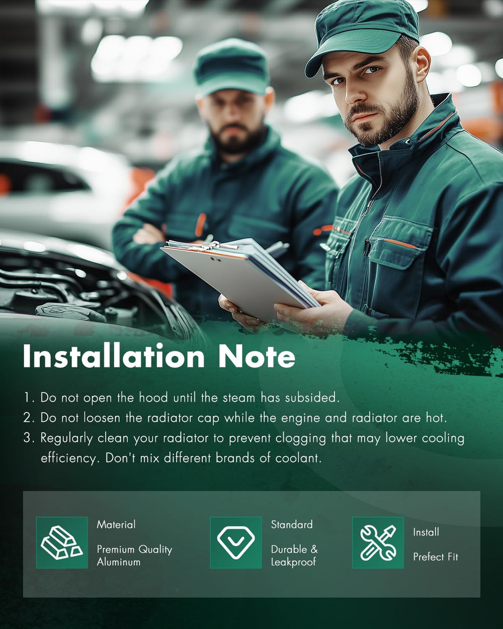 SCITOO radiator installation close-up highlighting easy-fit features