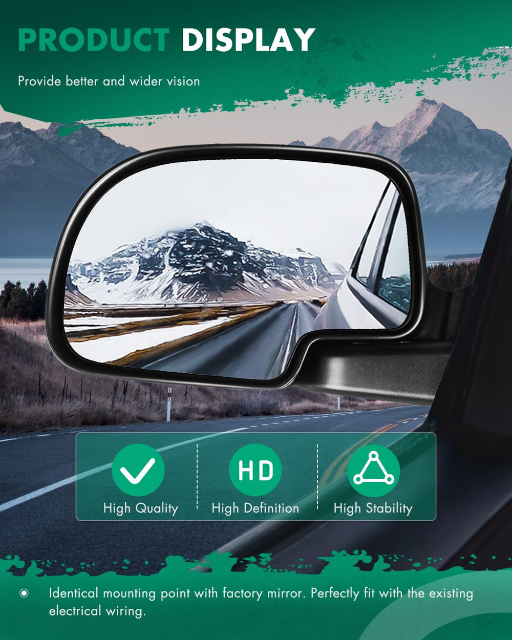 SCITOO mirror glass close-up offers clear reflection for safe driving