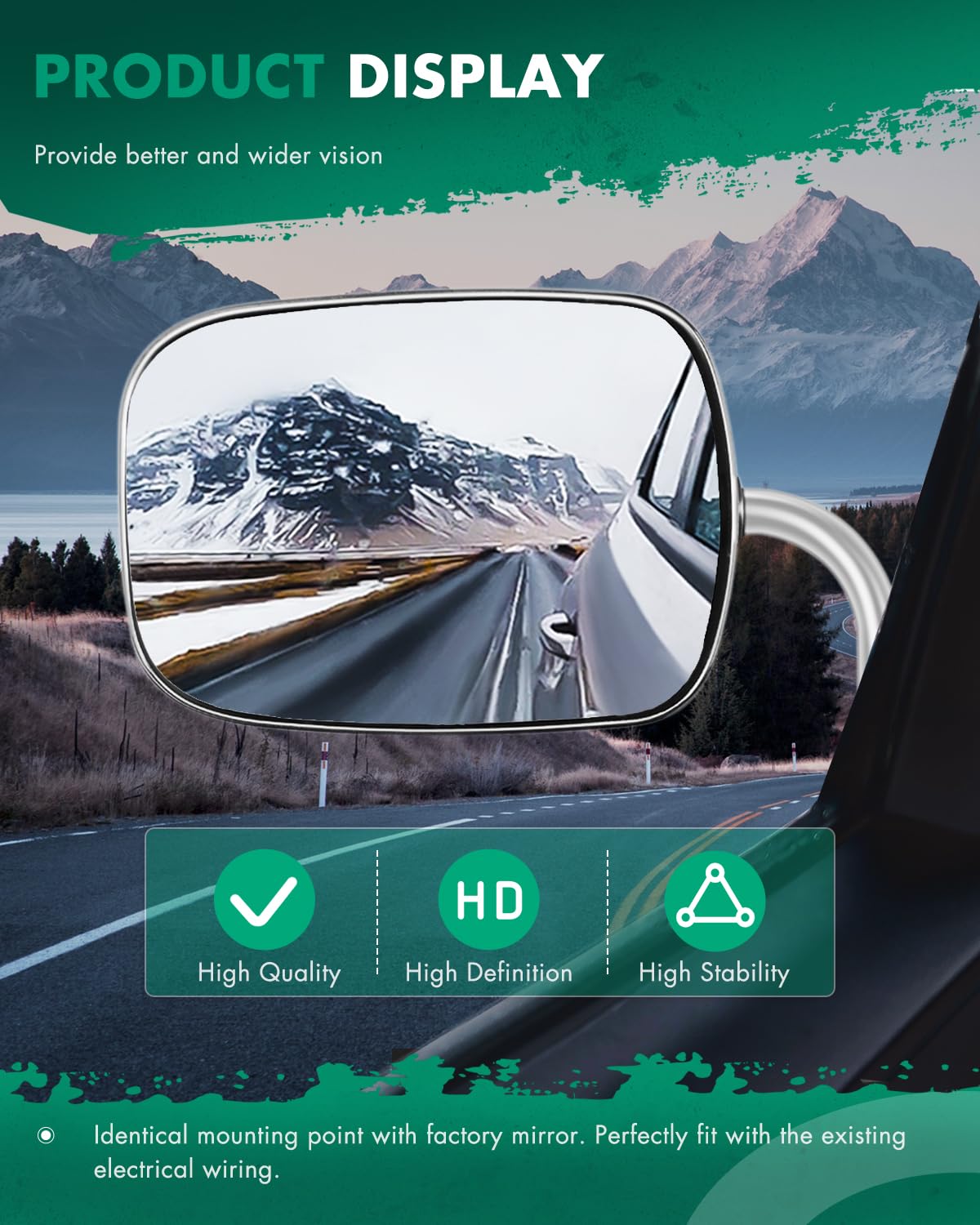 SCITOO side view mirrors for Chevy van; safer lane changes and parking.
