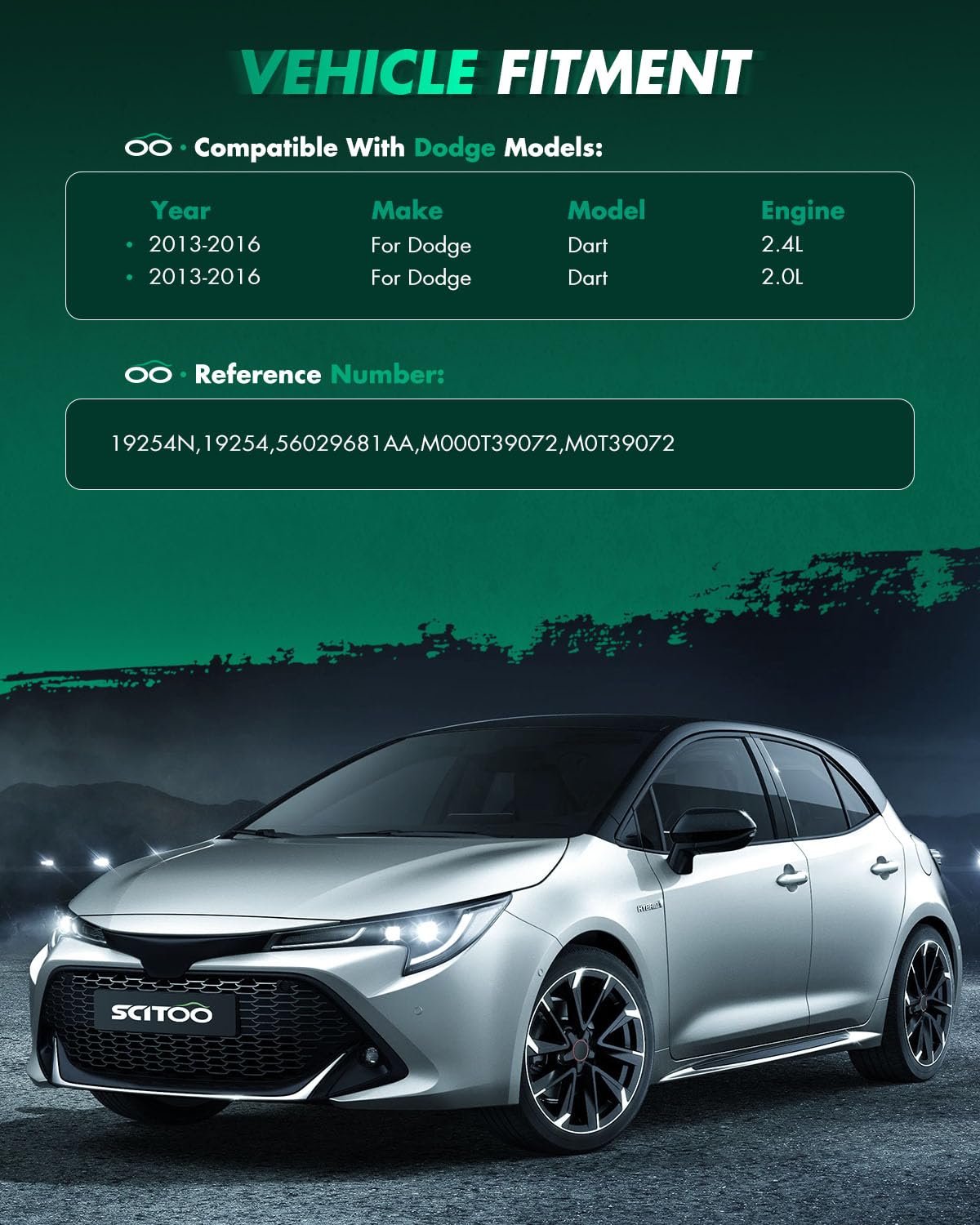 SCITOO 19254 specification label detailing 1.4KW, 12V, CW, 10T
