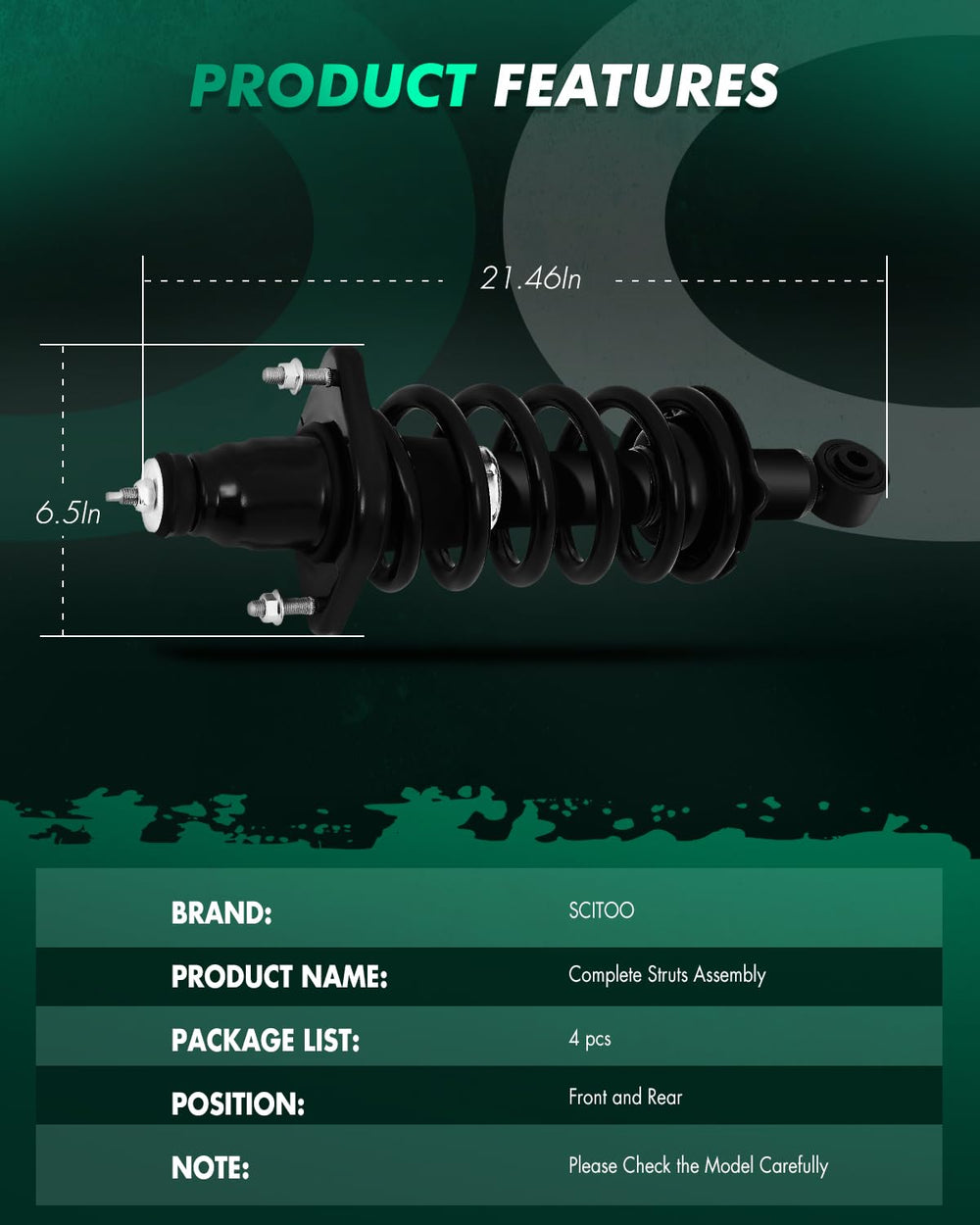 SCITOO strut component close-up showing mounts and bearing for durability