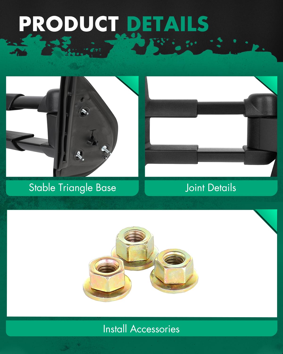 SCITOO manual-adjustment tow mirror for precise alignment on the road.