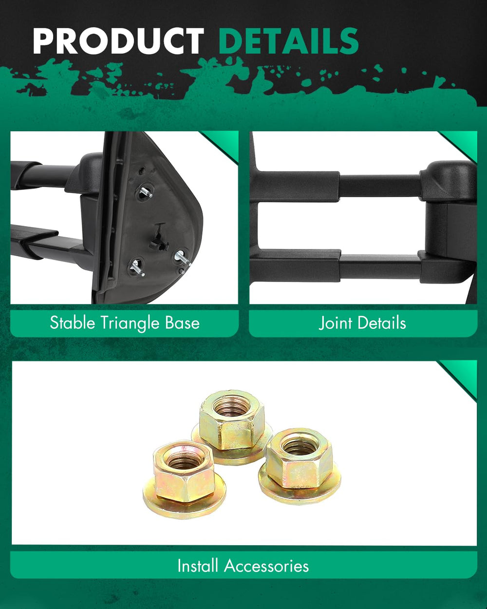 SCITOO manual-adjustment tow mirror for precise alignment on the road.