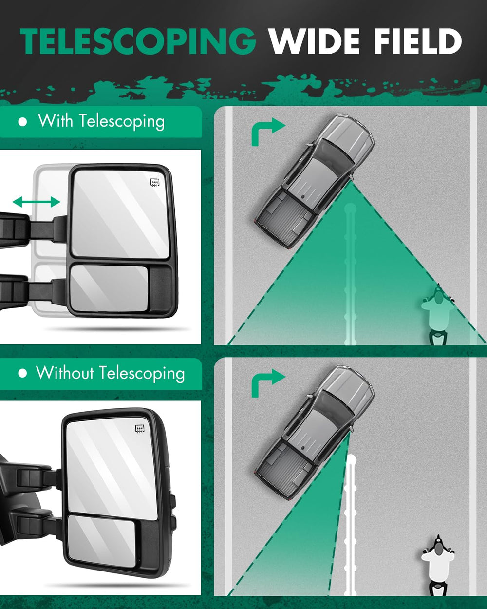 SCITOO easy-install mirror fits OEM mounting for quick replacement