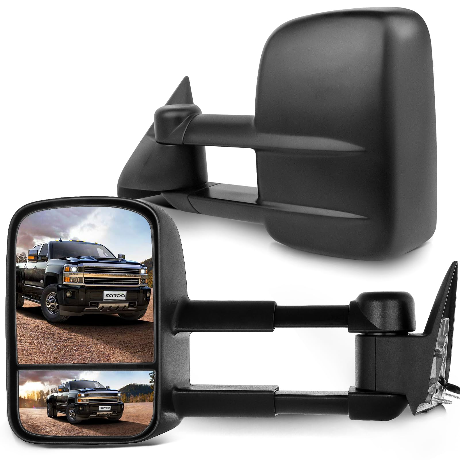 SCITOO towing mirror left side offers improved rear visibility for safer lane changes.
