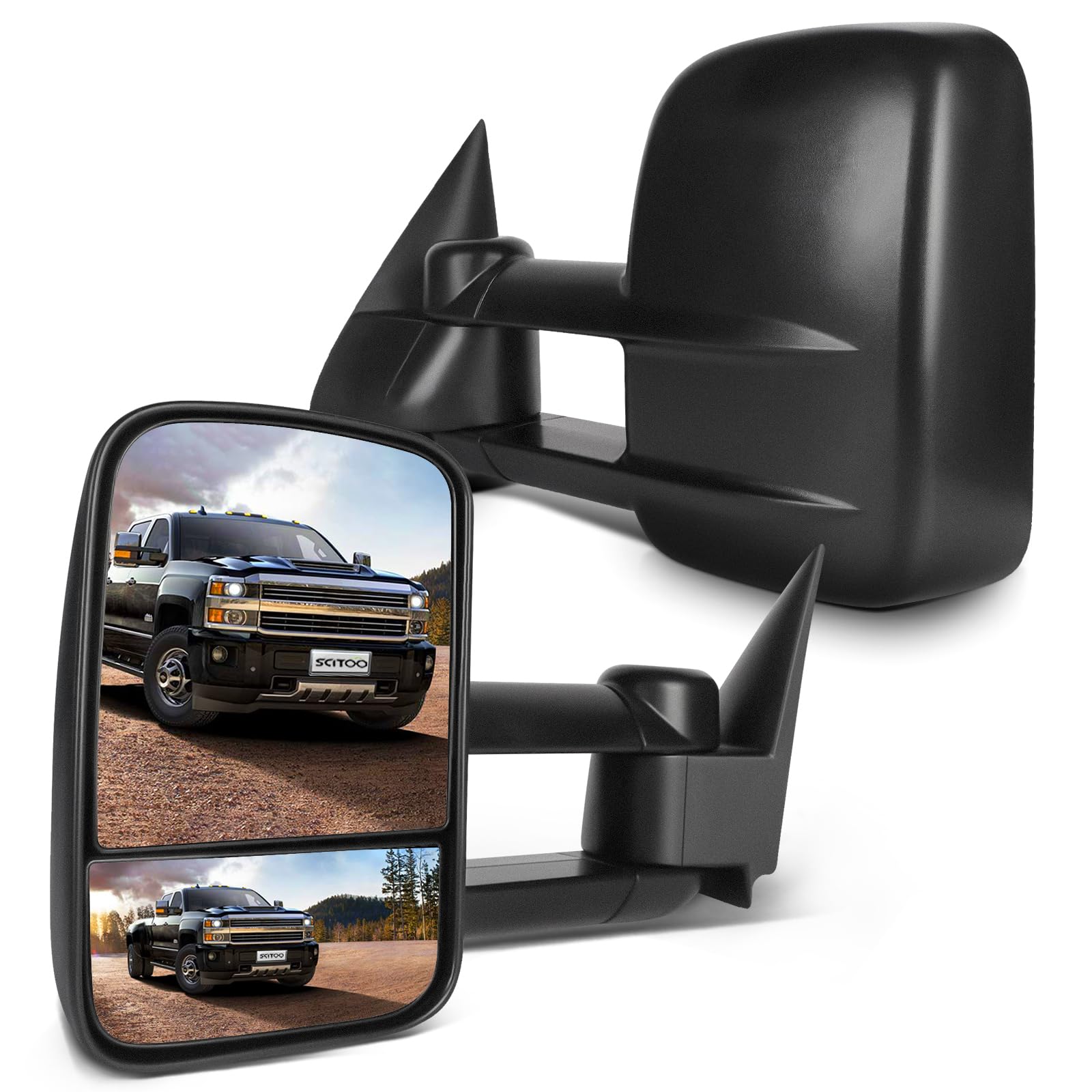 SCITOO towing mirror left convex spotter enhances blind-spot awareness for safer lane changes