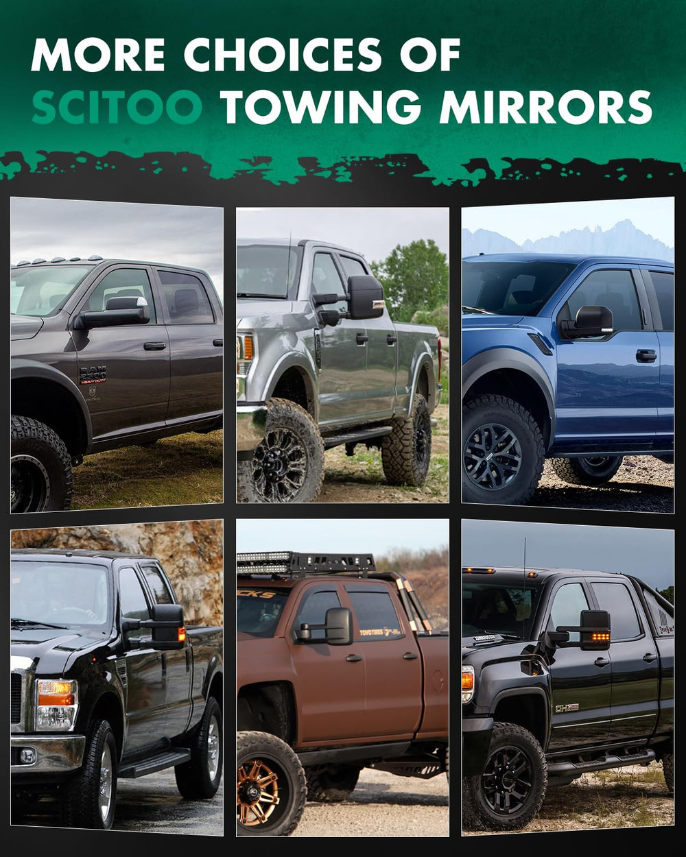 SCITOO towing mirrors fit multiple Chevy GMC models for versatile use