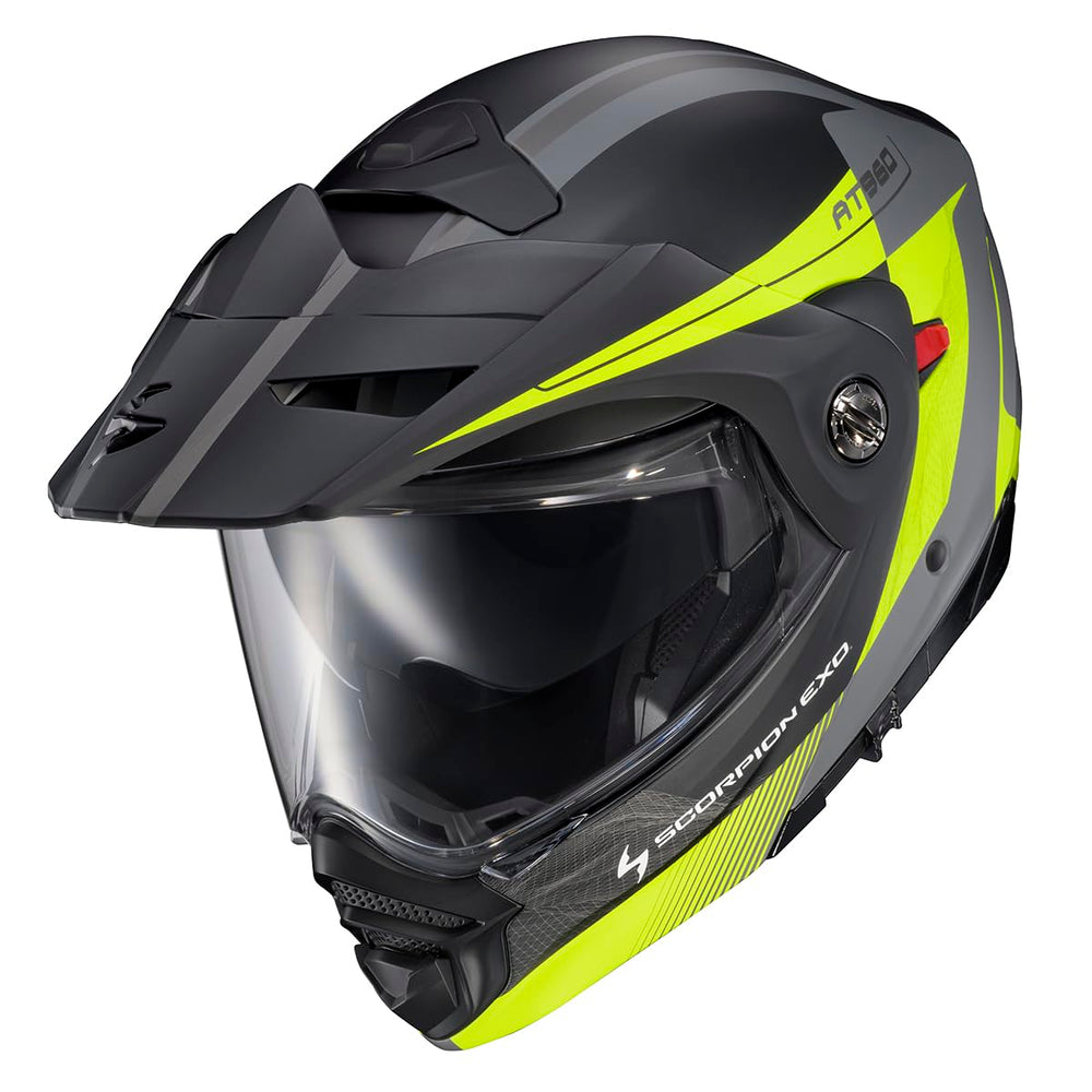 ScorpionEXO AT960 side view showing modular chin bar and ventilation for comfort