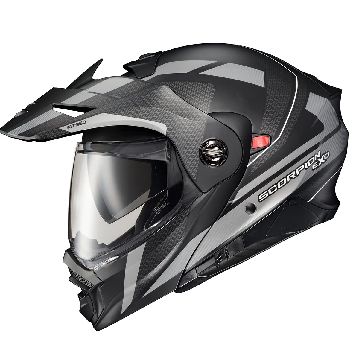 ScorpionEXO AT960 shell: lightweight, strong polycarbonate for rugged adventures.