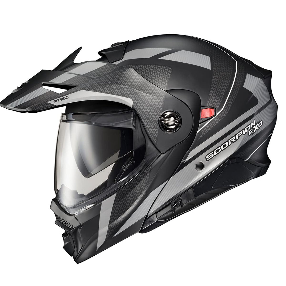 ScorpionEXO AT960 shell: lightweight, strong polycarbonate for rugged adventures.