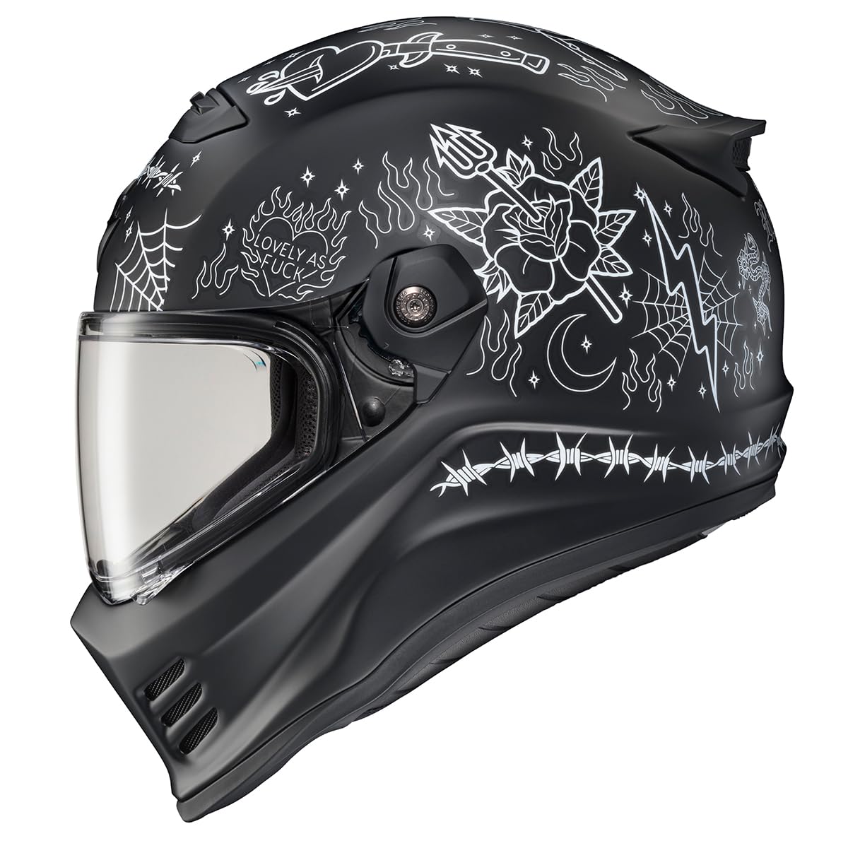 ScorpionEXO Covert FX helmet front view, aerodynamic for stable rides.