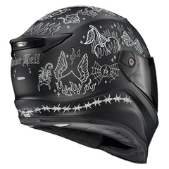 ScorpionEXO Covert FX shield highlights fog-free visibility and UV protection.