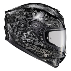 ScorpionEXO R330 helmet with pockets for Bluetooth speaker compatibility.