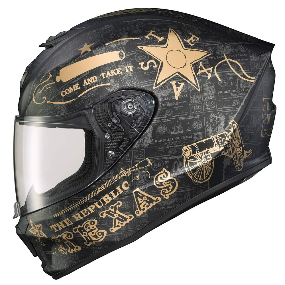 ScorpionEXO R420 Lone Star helmet shell with aero design for reduced drag on rides.