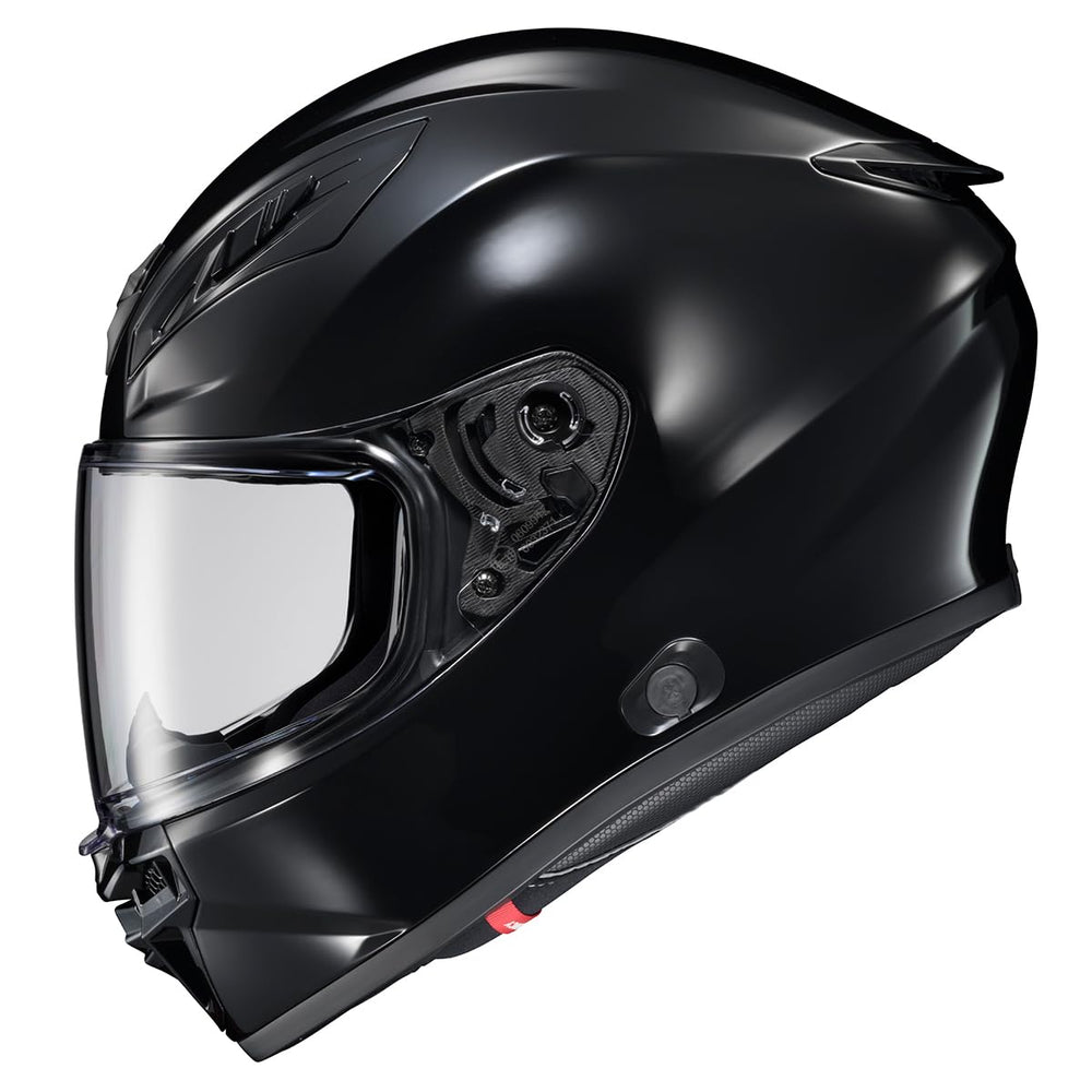 ScorpionEXO R430 front view in black highlighting aerodynamic profile for street riding.