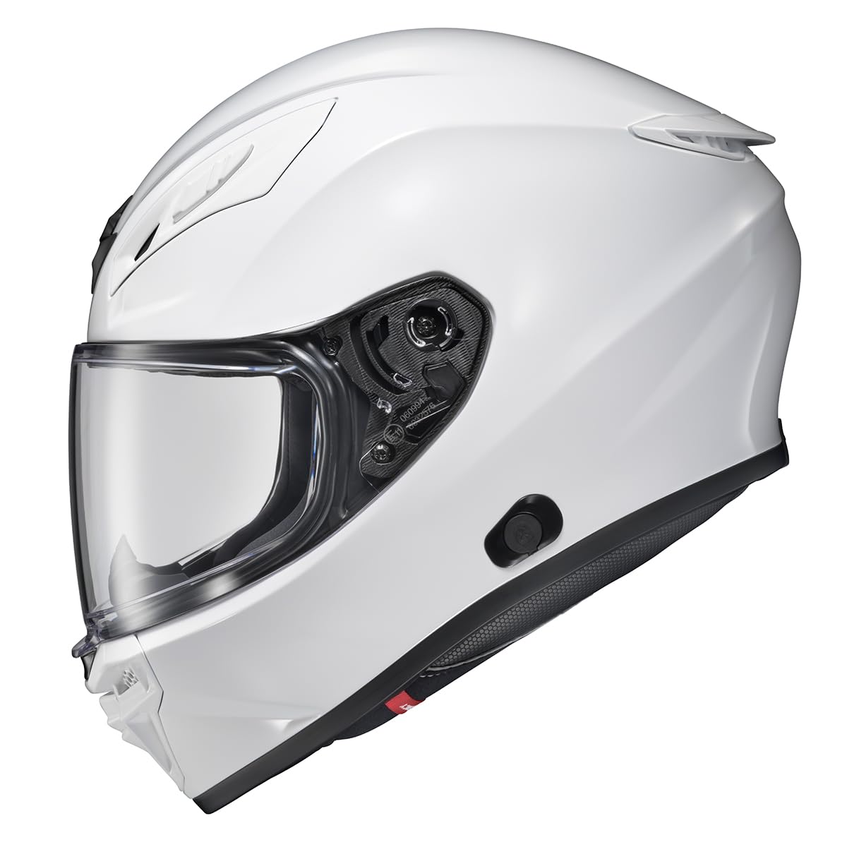 ScorpionEXO R430 full-face helmet front view with aerodynamic silhouette for smoother riding.