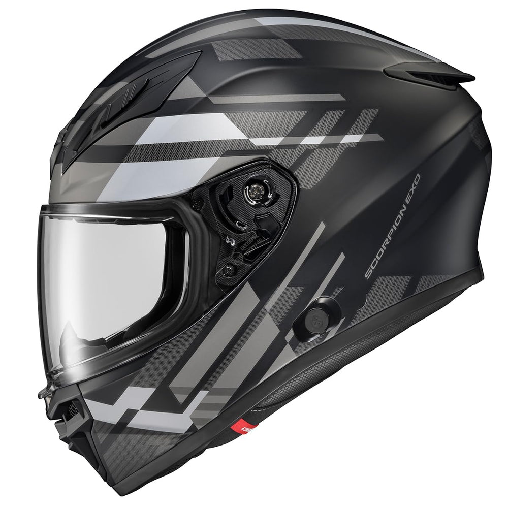 ScorpionEXO R430 full-face helmet shell design for aerodynamic stability on the street