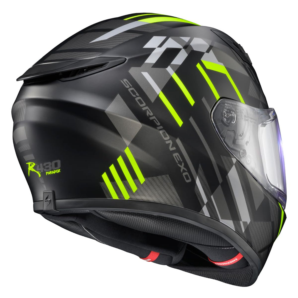 ScorpionEXO R430 hi-viz Paradox shell in bright visibility