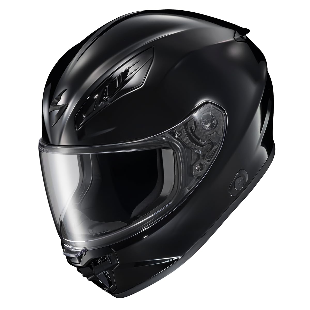 ScorpionEXO R430 side view highlights compact profile and secure shield system for stability