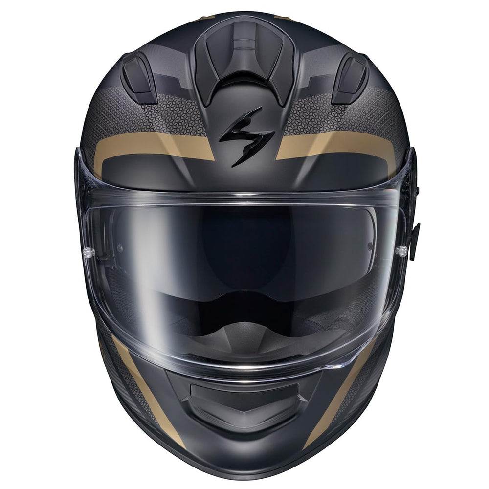 ScorpionEXO Ryzer EverClear no-fog shield keeps visibility clear in changing weather.