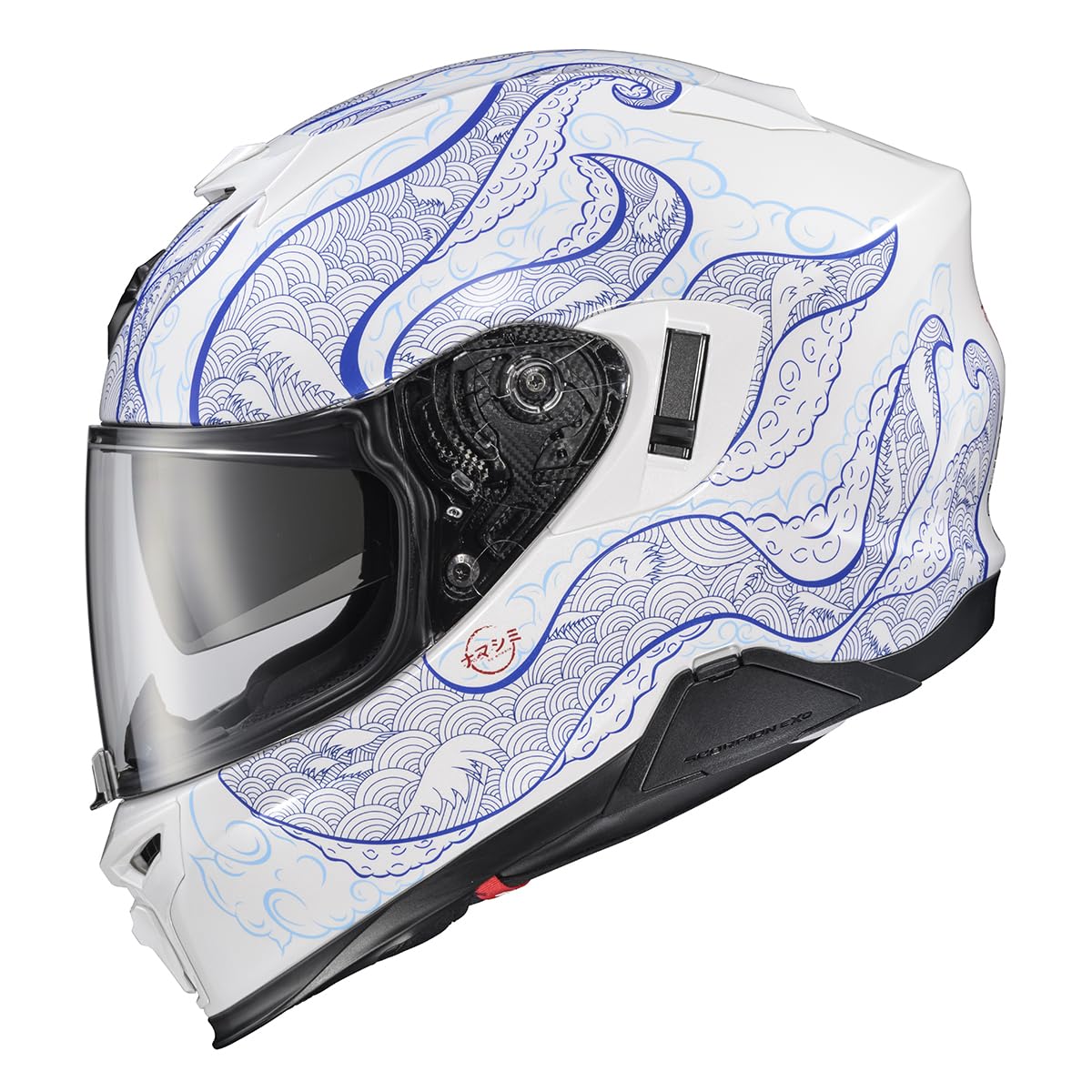 ScorpionEXO T520 full-face helmet Nama-Shimi white/blue front view for touring comfort