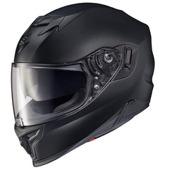 ScorpionEXO T520 matte black front view with lightweight polycarbonate shell