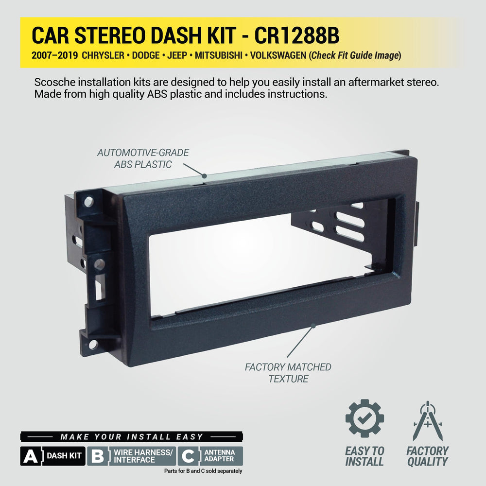 Scosche CR1288B hardware-included closeup shows easy installation and secure fit.